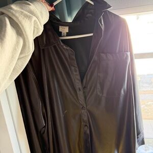 a new day Brown Leather Shirt Jacket